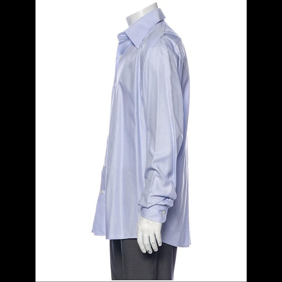 Valentino Blue Cotton Button Up Dress Solid Shirt - Picture 2 of 10